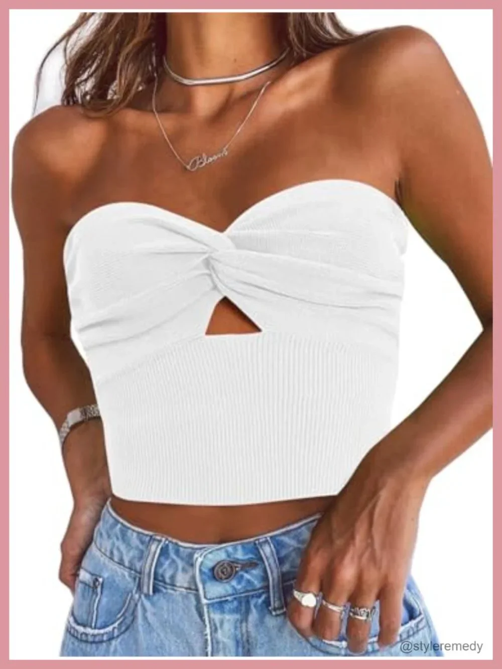 Strapless Crop Tube Top Ribbed Knit Y2K Summer Beach Vacation Going Out Clothes